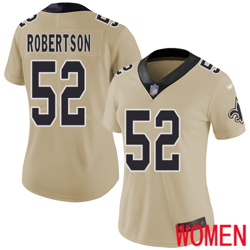 New Orleans Saints Limited Gold Women Craig Robertson Jersey NFL Football #52 Inverted Legend Jersey
